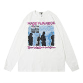 Men Long Sleeve T Shirt Figure Print Loose Casual